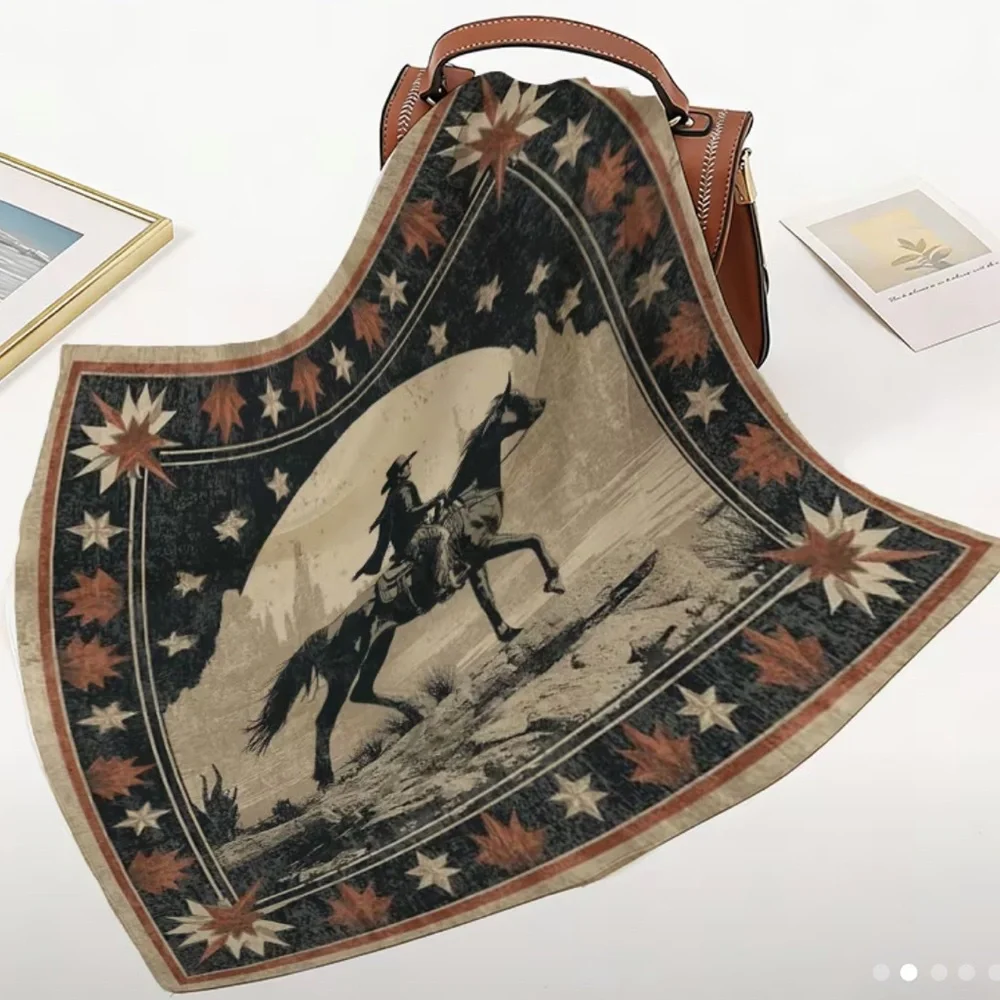 Western Cowboy Horse Bandana Scarf | Vintage Style Square | Southwestern Rider